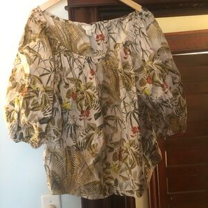 HM off shoulder fern print top -Sz XL